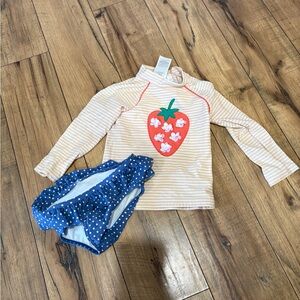 Baby Boden Pink and White Rash Guard Set